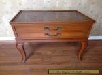 Vintage French Country Glass Covered Leather Top End Table with Deep Drawer for Sale