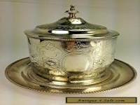 ANTIQUE ENGLISH  VICTORIAN SILVER PLATED BISCUIT BARREL WITH UNDERPLATE