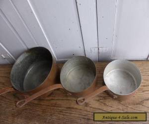 Item Set of 3 antique French copper saucepans for Sale