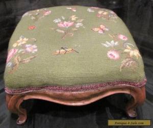 Item Antique Victorian Needlepoint Foot Stool with Carved Wood Legs Footstool for Sale