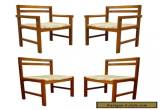 Set of 4 Vintage Mid Century Danish Modern Solid Teak Square Dining Room Chairs for Sale