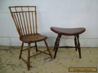 Vintage Solid Mahogany Duckloe Bros Antique Style Vanity Bench Chair Foot Stool