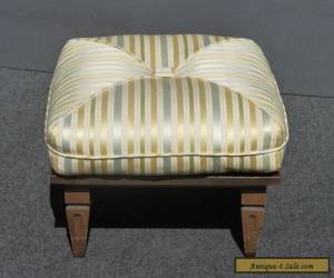 Item Large Vintage Mid Century Modern Striped Carved Wood FOOTSTOOL Bench  Ottoman for Sale