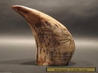 Nice Antique Style Folk Art Whale Scrimshaw Etched Resin Tooth 