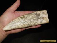 SCRIMSHAW WHALE TOOTH US CONSTITUTION GALLEON WAR OF 1812