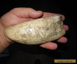 Item SCRIMSHAW WHALE TOOTH US CONSTITUTION GALLEON WAR OF 1812 for Sale