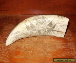 Item SCRIMSHAW WHALE TOOTH US CONSTITUTION GALLEON WAR OF 1812 for Sale