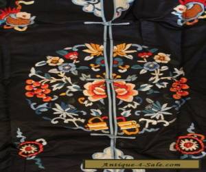 Item ANTIQUE 19TH CENTURY CHINESE Black SILK HAND STITCHED Embroidered ROBE  for Sale