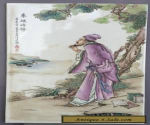 Very Beautiful Antique 1880 Hand Painted Chinese Porcelain Plaque Signed Dated for Sale