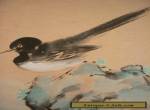 VINTAGE-JAPANESE PAINTING- BIRD ON ROCK- 2 SEALS OF THE ARTIST. for Sale