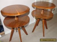 2 BISSMAN Vtg 1950's SIDE TABLES Mid-Century Danish Modern Walnut Wood Furniture