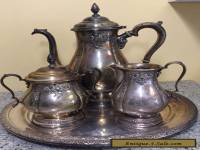 International Prelude Sterling Silver Coffee Tea Set Hand Chased 366C Antique