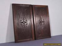 *French Antique Pair of Hand Carved Architectural Panels Solid Oak Wood