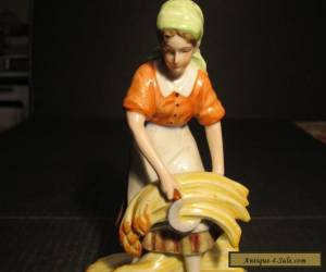 Item Old Quality German Peasant Girl Cutting Wheat Porcelain Figurine for Sale