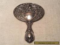 Antique Art Nouveau Sterling Silver Lady Flowing Hair Hand Mirror