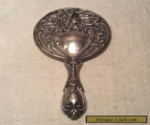 Antique Art Nouveau Sterling Silver Lady Flowing Hair Hand Mirror for Sale