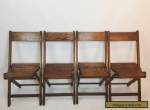 Vintage Antique Wood Oak Wooden Folding Chairs Set of 4 for Sale