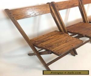 Item Vintage Antique Wood Oak Wooden Folding Chairs Set of 4 for Sale