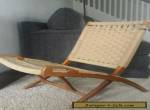 Danish Modern Folding Rope Chair Vintage Hans Wegner Style Mid Century for Sale