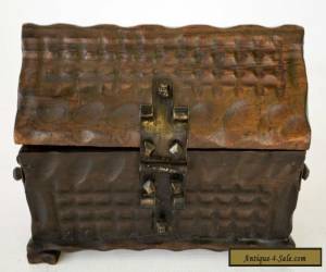 Item Antique Hand Carved Large Treasure Chest Pirate Heavy Solid Wood Trinket Box for Sale