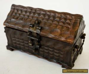 Item Antique Hand Carved Large Treasure Chest Pirate Heavy Solid Wood Trinket Box for Sale