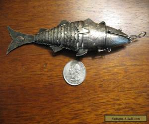 Item Rare Antique Solid Silver Jewish? or Chinese? Articulated Fish Box  5+ Inches  for Sale