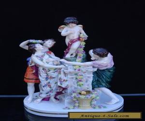 SUPERB ANTIQUE CAPODIMONTE FIGURAL GROUP THREE ROMAN FIGURES AND CHERUB BOY for Sale