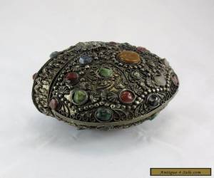 Item Antique Chinese Filigree Silver Purse With  Gemstones for Sale