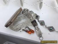 Vintage 1919 Sterling silver hallmarked trinket box plus vintage jewellery 