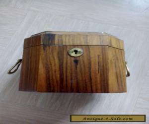 vintage wooden box with brass handles tea caddy? for Sale