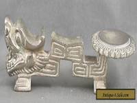 Vintage Heavy Chinese Nickel Silver Dragon Spoon Rest Circa 1950s