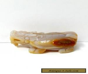 Antique Chinese Carved Jade Large Pendant of a Dragon for Sale