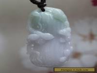 Certified Natural <A> Perfect Lavender Green JADE Carved Dragon Peanut Pendant