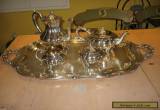 ANTIQUE SILVER PLATE REPOUSSE HEIRLO0M MELON 5pc TEA COFFEE SVC SET With Tray  for Sale