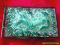 Rare Antique Glass Mould Green Trinket Box