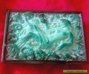 Rare Antique Glass Mould Green Trinket Box for Sale