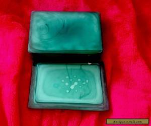 Item Rare Antique Glass Mould Green Trinket Box for Sale