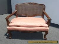 Vintage French Provincial Cane Back Pink ARM CHAIR Wood Carved Frame