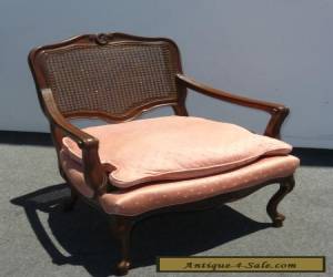 Item Vintage French Provincial Cane Back Pink ARM CHAIR Wood Carved Frame for Sale