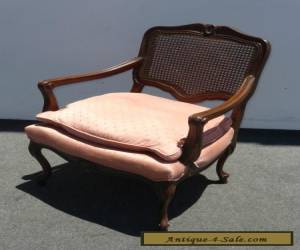 Item Vintage French Provincial Cane Back Pink ARM CHAIR Wood Carved Frame for Sale