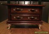 Vintage MINIATURE WOOD Chest of Drawers - WOODEN Jewelry Box - Organizer - BRASS for Sale