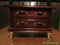 Vintage MINIATURE WOOD Chest of Drawers - WOODEN Jewelry Box - Organizer - BRASS
