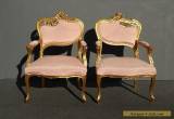 Pair of Unique Vintage French Rococo Carved Wood Gold ACCENT CHAIRS Louis XV for Sale