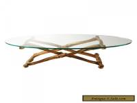 Vintage GOLD COFFEE TABLE glass Hollywood Regency wood mid century modern 60s