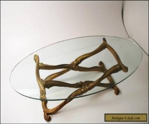 Item Vintage GOLD COFFEE TABLE glass Hollywood Regency wood mid century modern 60s for Sale