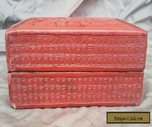 Item Antique old vintage Chinese China cinnabar carved red lacquer box  for Sale