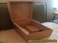 Vintage wood wooden Oak Tray Document File Box dovetailed