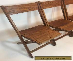 Item Vintage Antique Wood Oak Wooden Folding Chairs Set of 4 for Sale