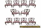 Vintage Set of 10 Solid Walnut French Country Style Dining Chairs for Sale