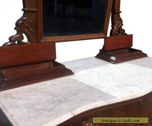 Item Antique Eastlake Victorian Furniture Carved Walnut Marble Top Dresser w/ Mirror for Sale